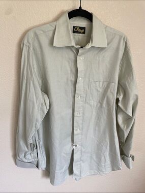 Riley’s Custom Made Men's XL Light Sage Green Button Down Dress Shirt Office